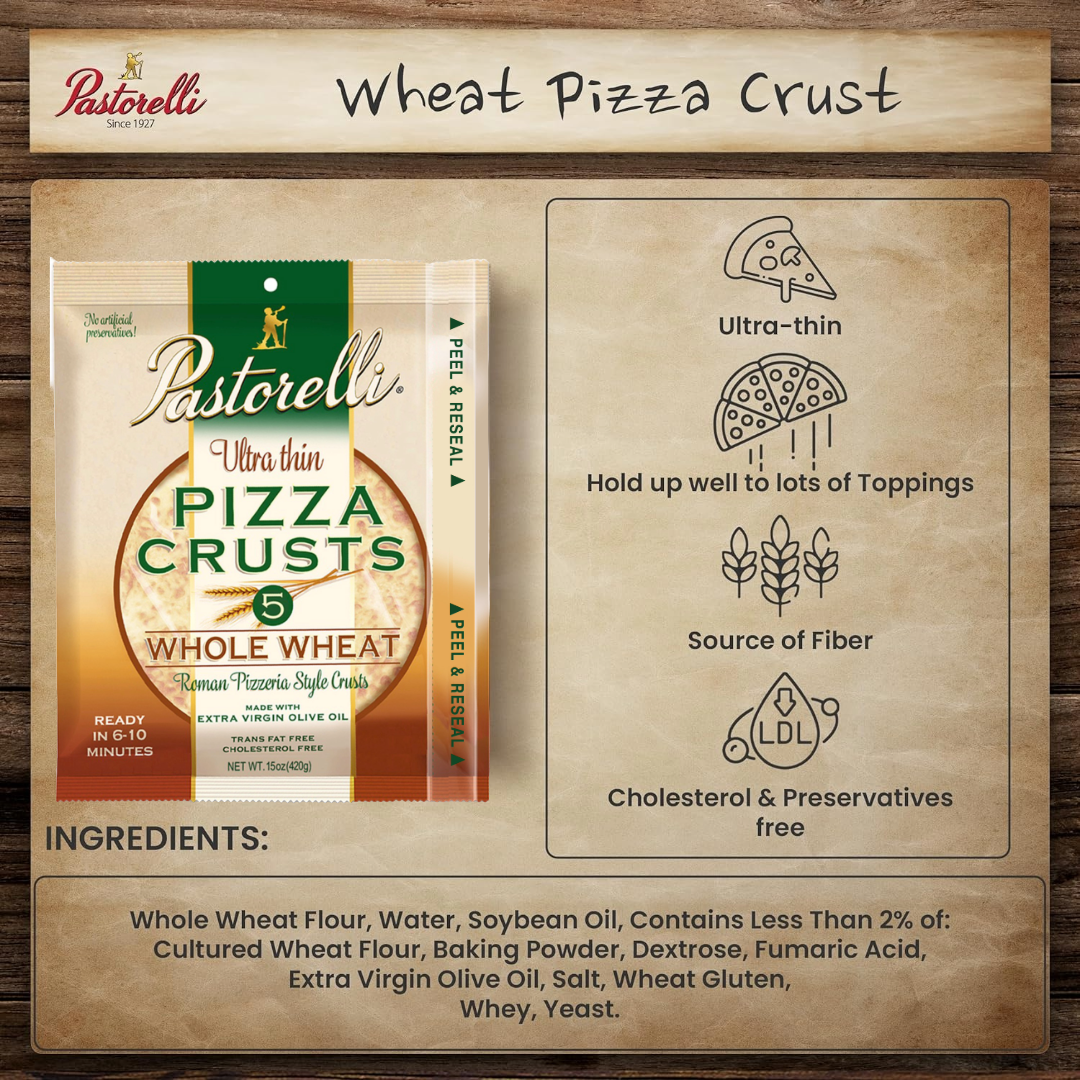 Ultra Thin Whole Wheat Pizza Crust - 7-inch 5-pack (Pack of 3)