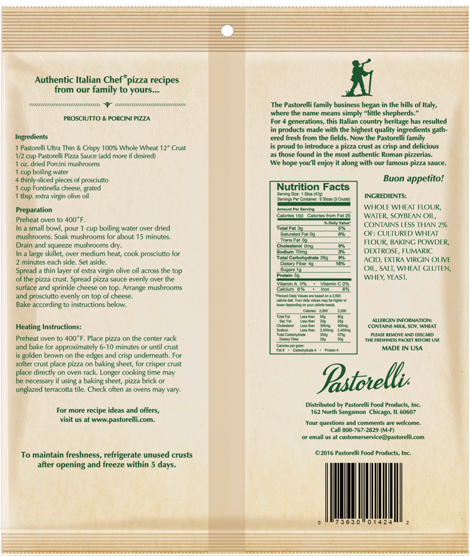 Ultra Thin Whole Wheat Pizza Crust - 12-inch 3-pack (Pack of 10)