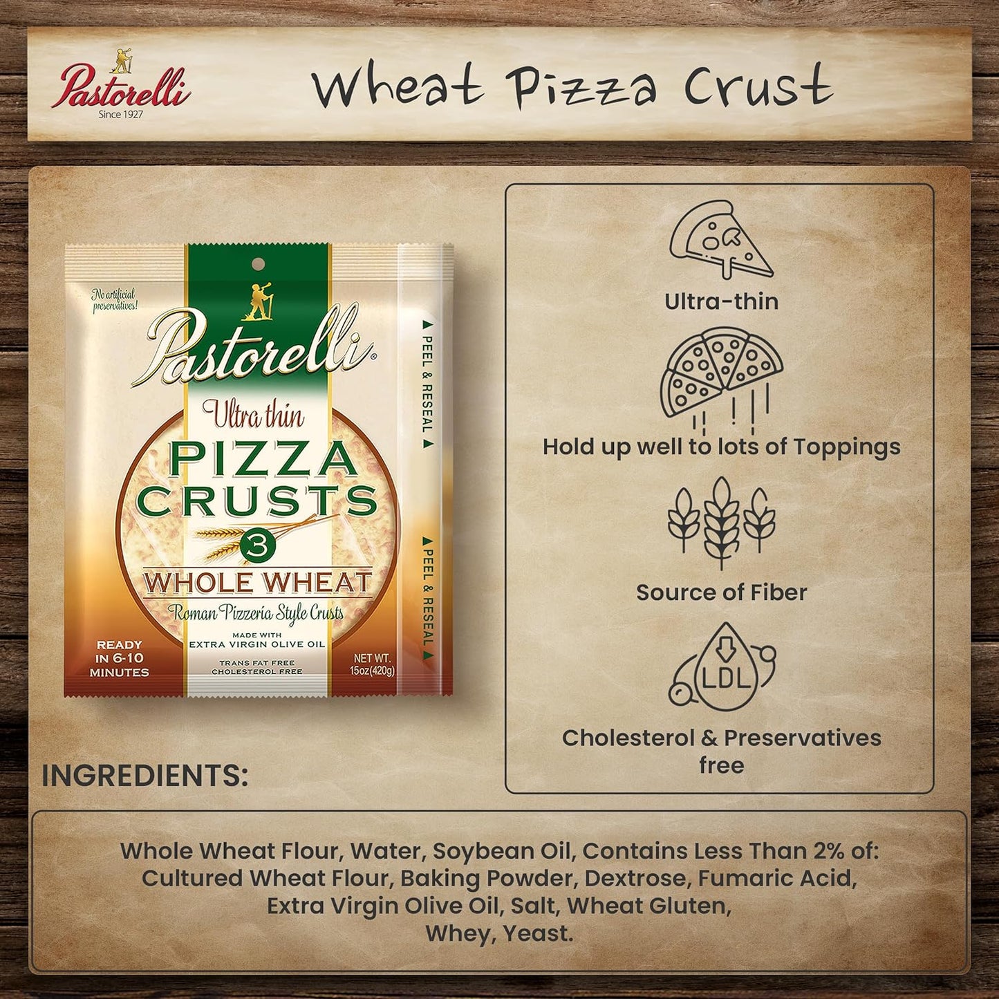 Ultra Thin Whole Wheat Pizza Crust - 12-inch 3-pack (Pack of 3)