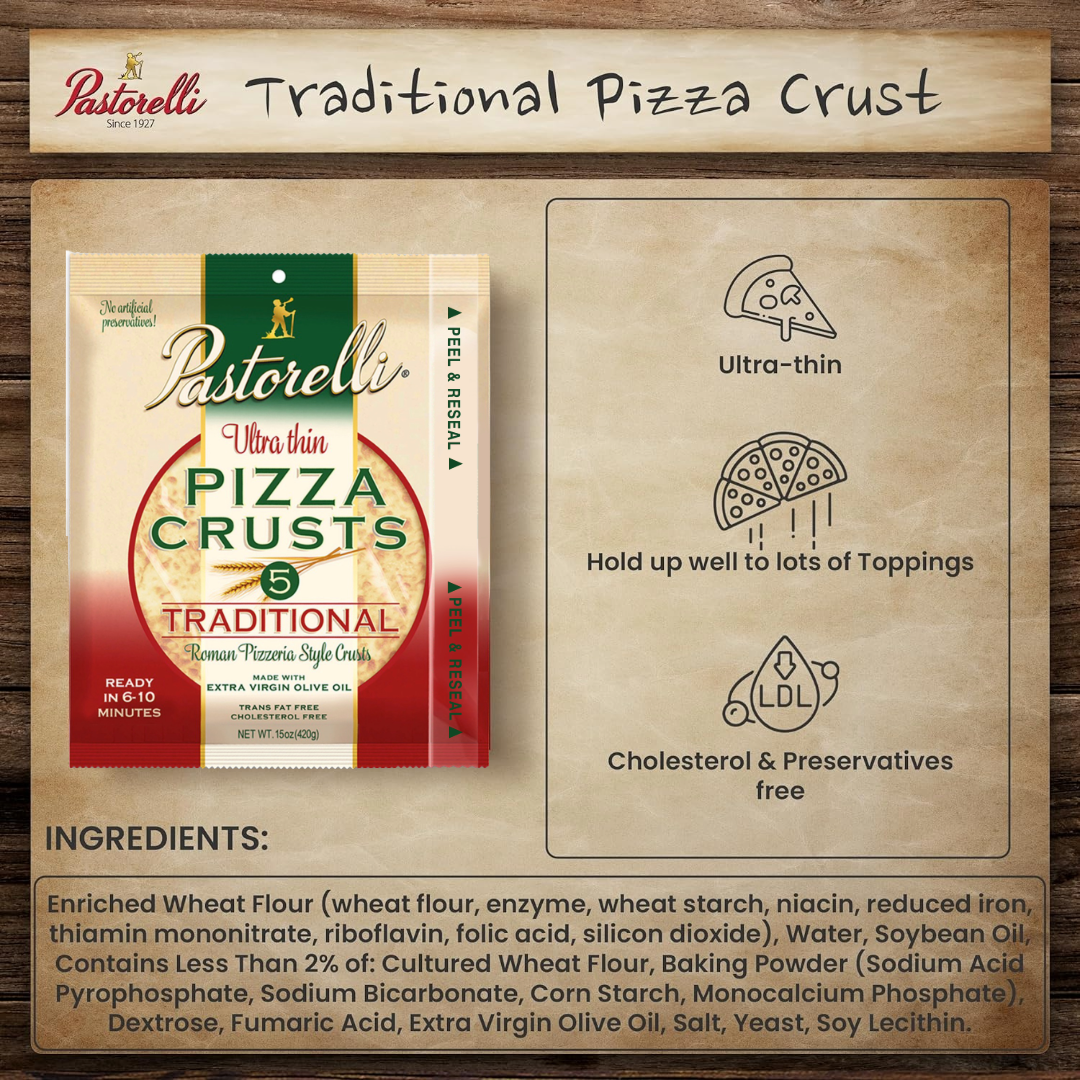 Ultra Thin Traditional Pizza Crust - 7-inch 5-pack (Pack of 10)